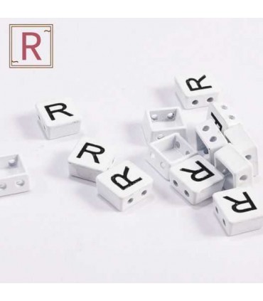 Perles emaillees forme carrees LETTRE R