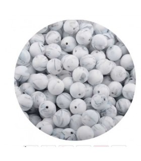 Perles en silicone 12mm MARBRE