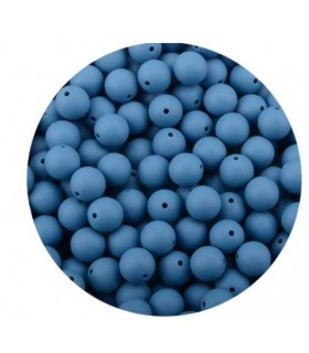 Perles en silicone 12mm BLEU ORAGE