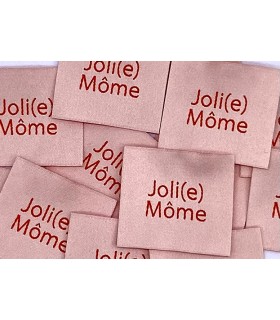 Étiquette tissée à coudre :Joli(e) Môme -  Saumon