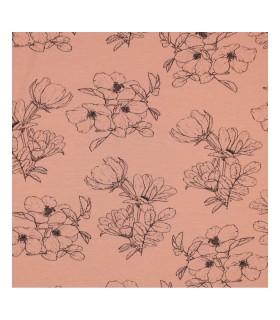 POPPY : Jersey de Bambou Fleurs Noires - ROSE INDIEN coupon de 1.5m
