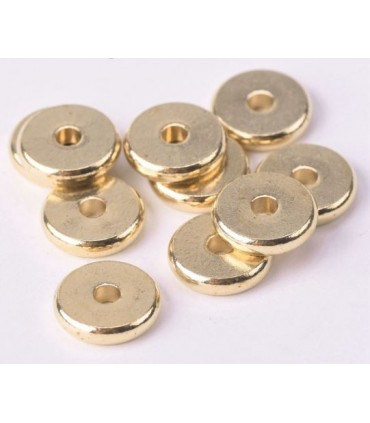 Perle Intercalaire plate 6mm - DORÉ