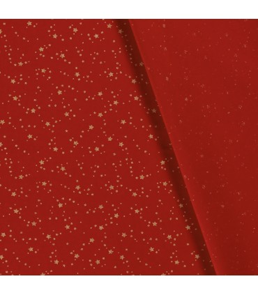 Popeline de Coton d’étoile de Noël ROUGE