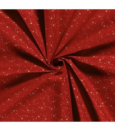 Popeline de Coton d’étoile de Noël ROUGE