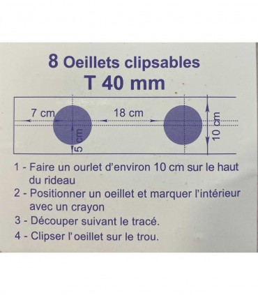 Oeillets Clipsables ARGENT MAT 40mm