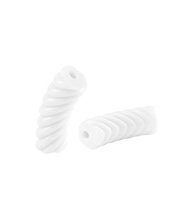 Perles acryliques Gros Tube Torsadé BLANC
