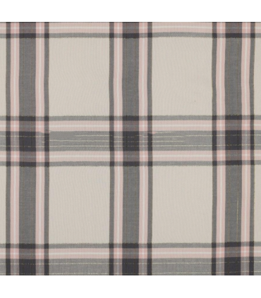 Viscose Ecossaise Beige Rose Gris fil Lurex doré x0,9m