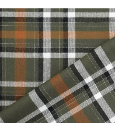 Flanelle de viscose écossais vert orange blanc