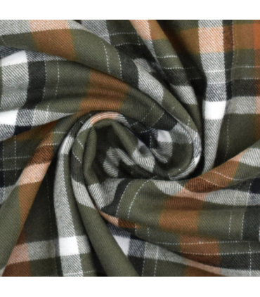 Flanelle de viscose écossais vert orange blanc