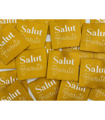 Étiquette tissée à coudre : Salut Beauté - Safran