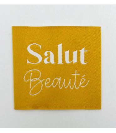 Étiquette tissée à coudre : Salut Beauté - Safran