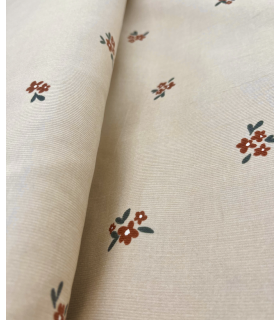 Velours coton milleraies - BEIGE imprimé fleurs