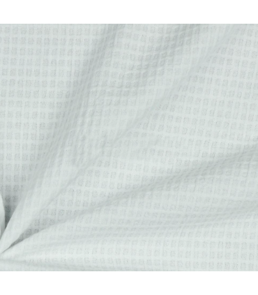 Voile de coton Structuré - BLANC à carreaux
