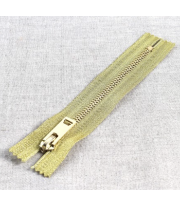 Fermeture éclair dorée métallique non séparable 30cm