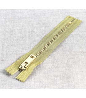 Fermeture éclair dorée métallique non séparable 40cm