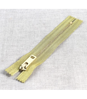 Fermeture éclair dorée métallique non séparable 40cm