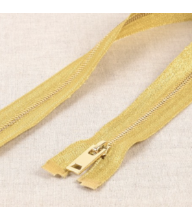 Fermeture éclair dorée métallique séparable 65cm