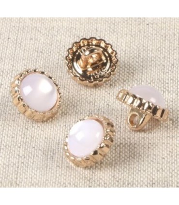 Bouton sur pied 11 mm - Doré et perle BLANC