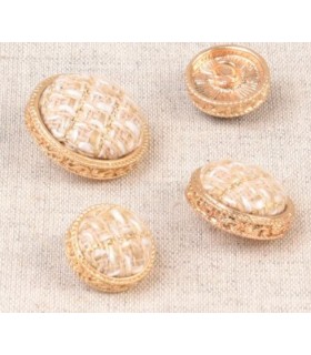 Bouton bijou recouvert - 18mm - BEIGE