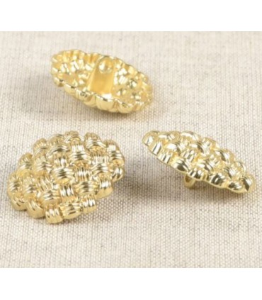 Bouton Bijou en metal tressé - 22mm -DORÉ