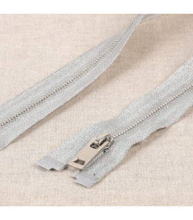 Fermeture éclair argenté métallique séparable 50cm