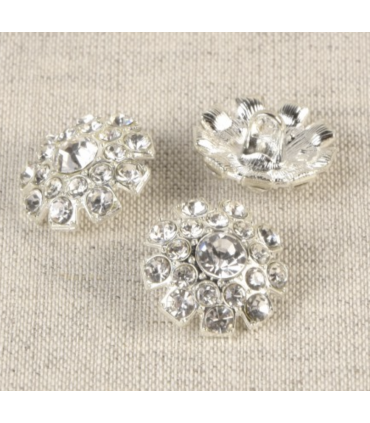 Bouton sur pied 18mm - Strass ARGENTÉ