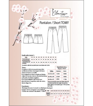 CLÉMATISSE PATTERN : le pantalon TOMY