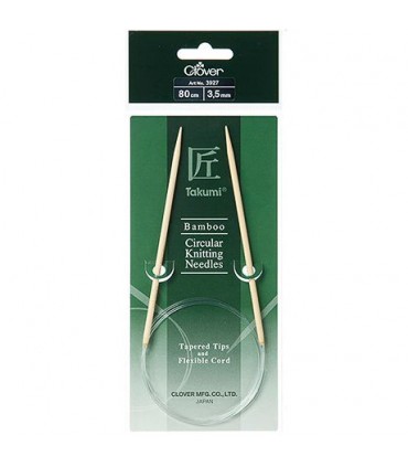 CLOVER - Aiguilles tricot circulaires bambou 3,5mm