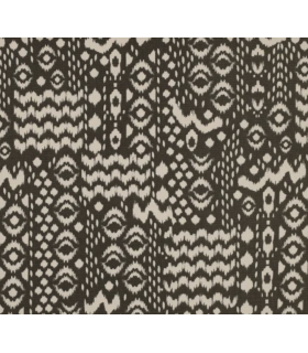 Toile de coton KAKI aux motifs ethnique ECRU