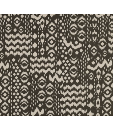 Toile de coton KAKI aux motifs ethnique ECRU