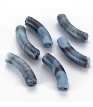 Perles acryliques Tube - Marbré GRIS BLEU