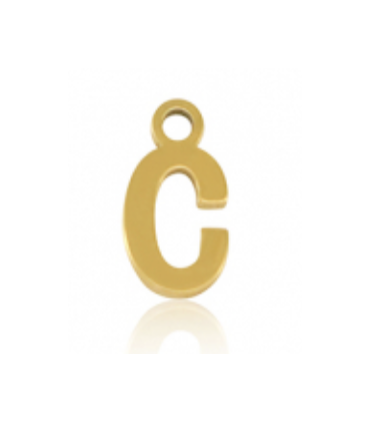 Pendentif Lettre C acier inoxydable - DORÉ