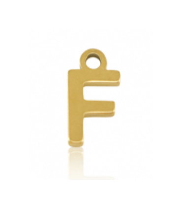 Pendentif Lettre F acier inoxydable - DORÉ