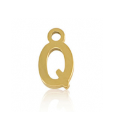 Pendentif Lettre Q acier inoxydable - DORÉ