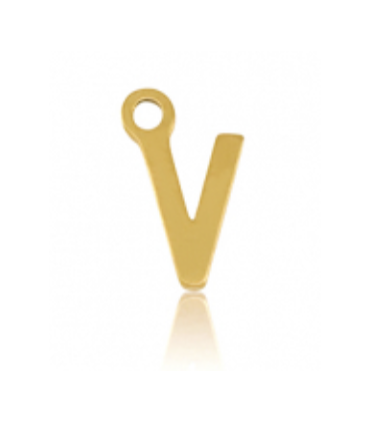 Pendentif Lettre V acier inoxydable - DORÉ