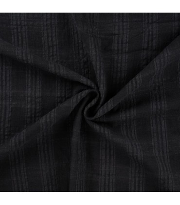 Voile de coton Structuré - NOIR x0,2m