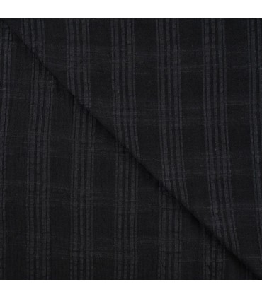 Voile de coton Structuré - NOIR x0,2m