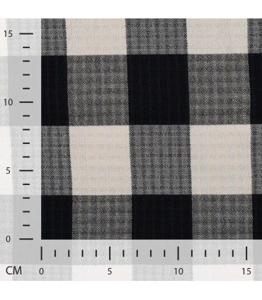 Viscose texturée écossaise NOIR et SABLE