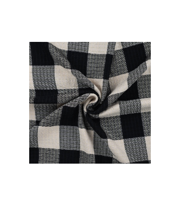 Viscose texturée écossaise NOIR et SABLE