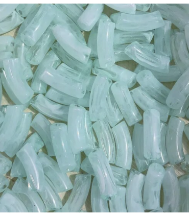 Perles acryliques Gros Tube MARBRÉ BLEU GLACE