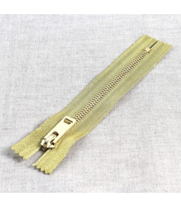 Fermeture éclair dorée métallique non séparable 25cm