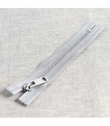 Fermeture éclair argenté métallique non séparable 25cm