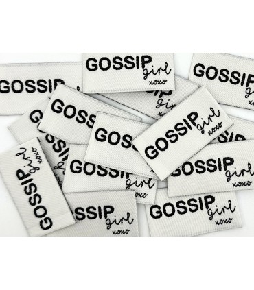 Etiquette tissée à coudre lurex : GOSSIP GIRL - GRIS et Noir