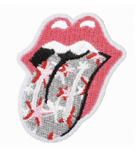 Thermocollant - Langue Rolling Stones - ROSE et ARGENTÉ