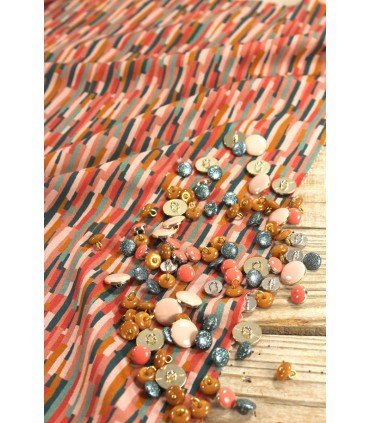 ÉGLANTINE ET ZOÉ : Popeline de viscose ROC Corail