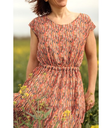 ÉGLANTINE ET ZOÉ : Popeline de viscose ROC Corail