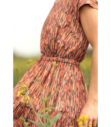 ÉGLANTINE ET ZOÉ : Popeline de viscose ROC Corail