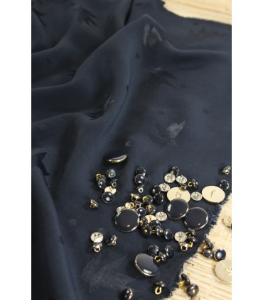 ÉGLANTINE ET ZOÉ : Jacquard de Viscose STRELI Bleu Marine