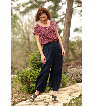 ÉGLANTINE ET ZOÉ : Jacquard de Viscose STRELI Bleu Marine