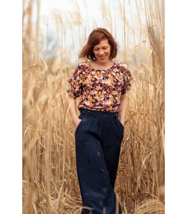 ÉGLANTINE ET ZOÉ : Jacquard de Viscose STRELI Bleu Marine